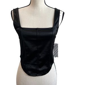 Almost Famous Black Satin Top